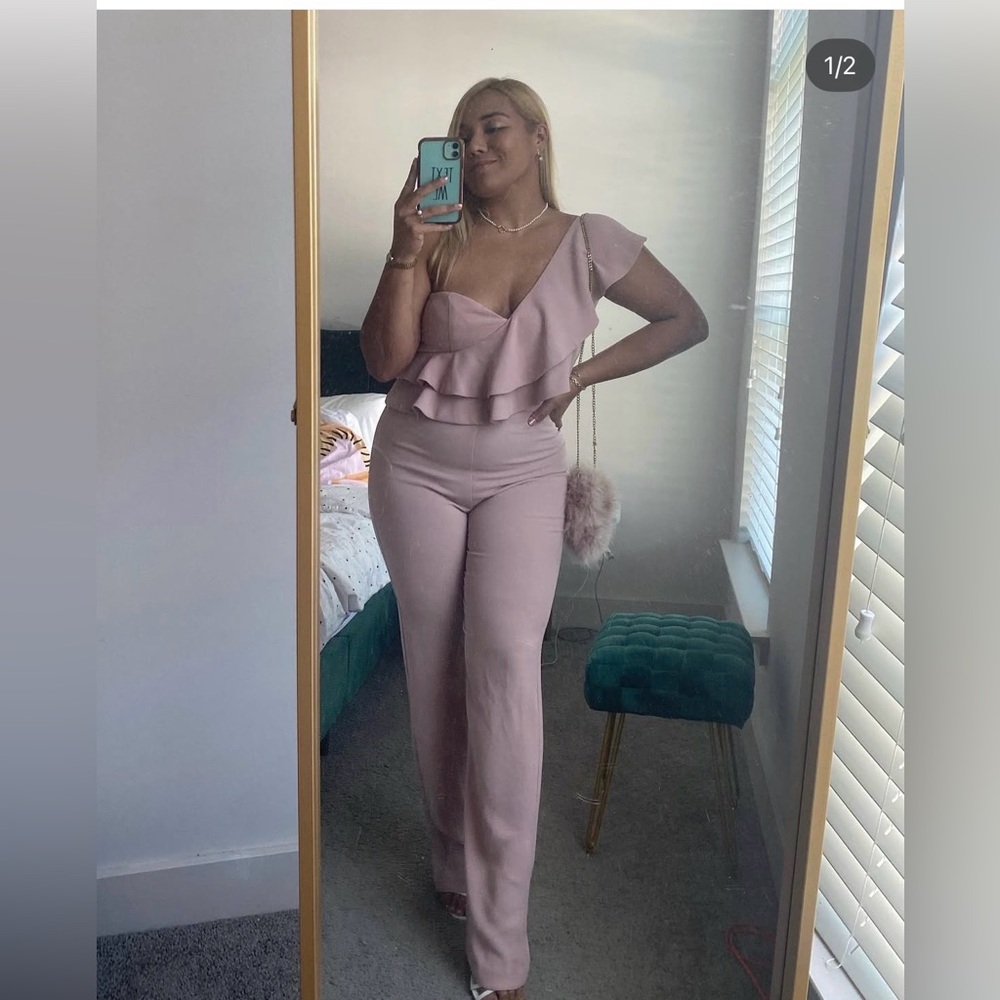 Karlie Pink Ruffled Jumpsuit